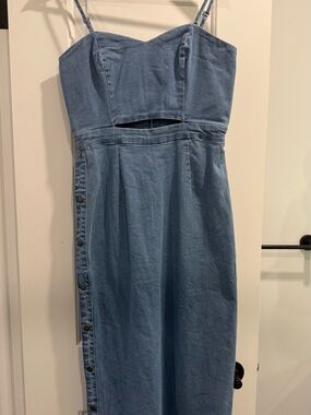 Rachel Zoe Light Blue Denim Dress with Zip and Adjustable Straps